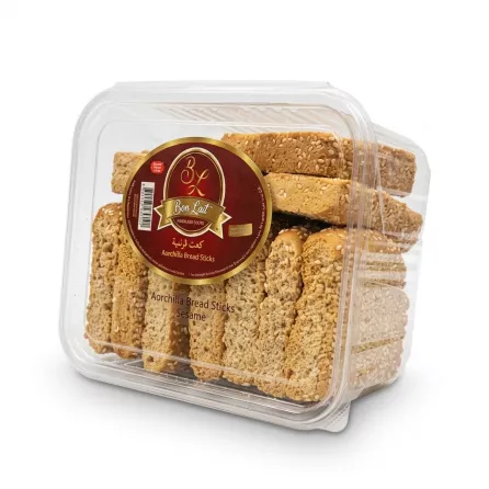 Enhanced Angled view of Bon Lait Aorchilla Bread Sticks package on counter