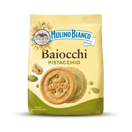 Enhanced Mulino Bianco Baiocchi Pistachio Biscuits front packaging