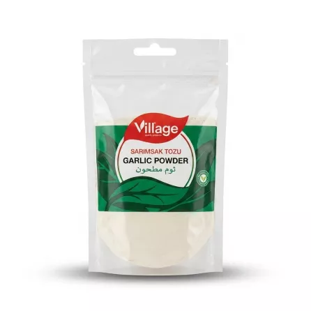 Enhanced Front view of Village Garlic Powder 100g pouch in hand