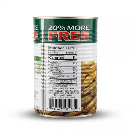 Enhanced Zarrin Pickled Cucumbers Cornichons Value Pack 670g nutrition facts and barcode