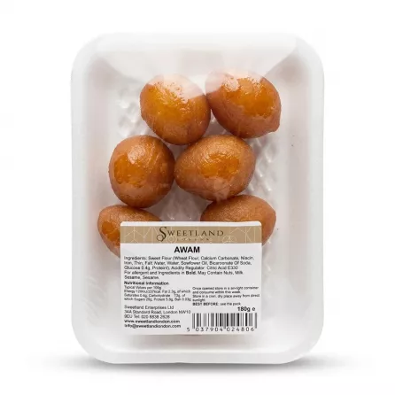Enhanced Pack of Sweetland Awam traditional sweets in clear plastic packaging