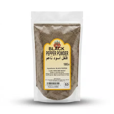 Enhanced 100g Safa Foods Black Pepper Powder in clear resealable pack with label
