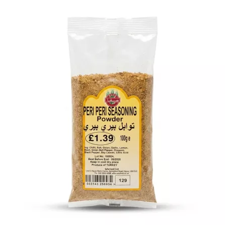 Enhanced Front view of Safa Peri Peri Seasoning Powder 100g in plastic packaging