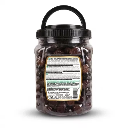Enhanced Back label of Marmarabirlik Natural Black Olives with ingredient information
