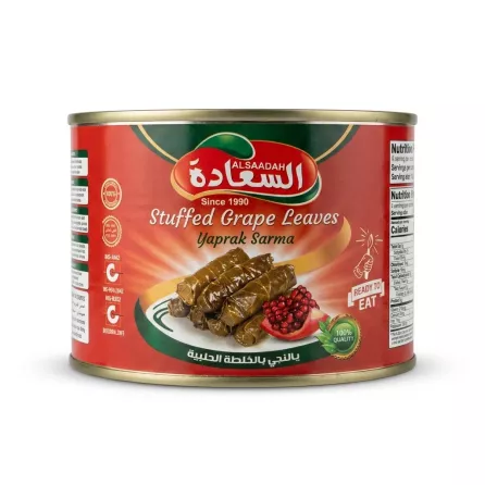 Enhanced Alsaadah Stuffed Grape Leaves 400g can front packaging