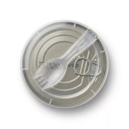 Enhanced Top view of Bodrum Stuffed Cabbage Leaves can with easy-open lid and included fork