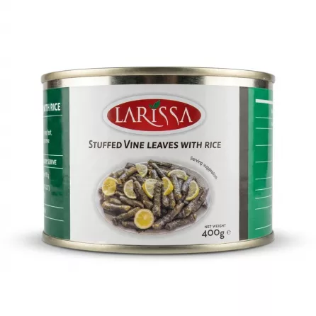 Enhanced Front of Larissa Stuffed Vine Leaves With Rice 400g tin