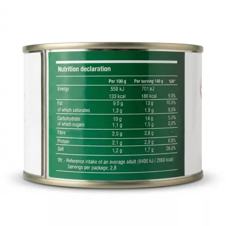 Enhanced Nutrition facts label of Larissa Stuffed Vine Leaves With Rice