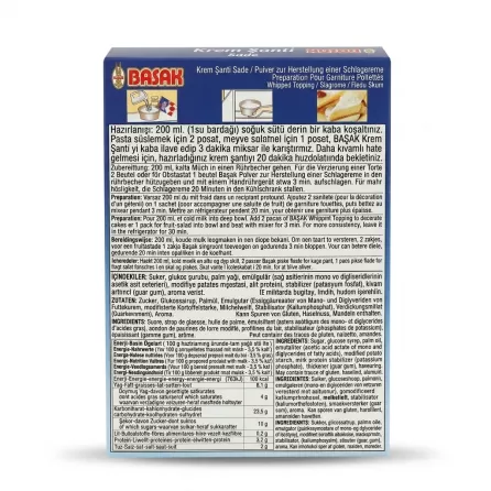 Enhanced Basak Krem Şanti Sade box back with instructions and ingredients