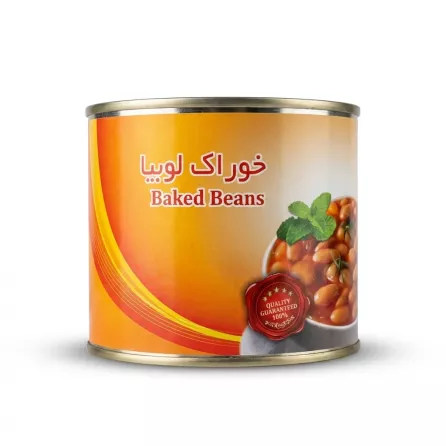 Enhanced Label of Anjoman Baked Beans tin with product name