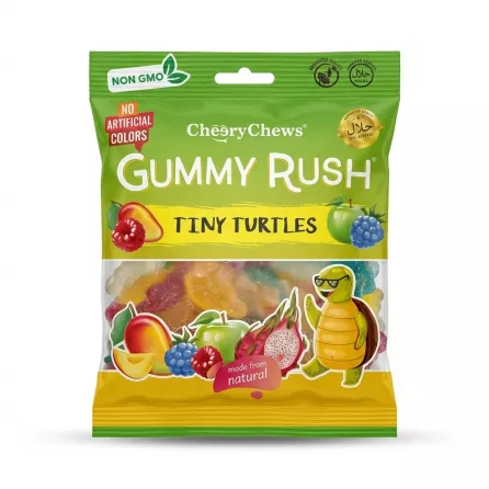 Enhanced Front of CheeryChews Gummy Rush Tiny Turtles gummy sweets pack