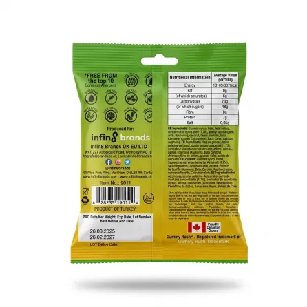 Enhanced Back of CheeryChews Gummy Rush Tiny Turtles gummy sweets pack with ingredients and nutritional information