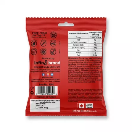 Enhanced Back of CheeryChews Gummy Rush Cola Bottles pack showing nutritional info and barcode