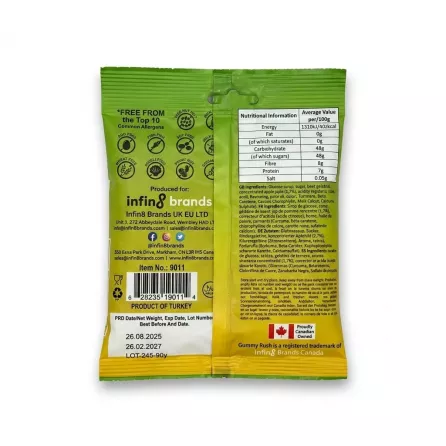 Enhanced Back of CheeryChews Gummy Rush Tiny Turtles showing ingredients and nutritional info