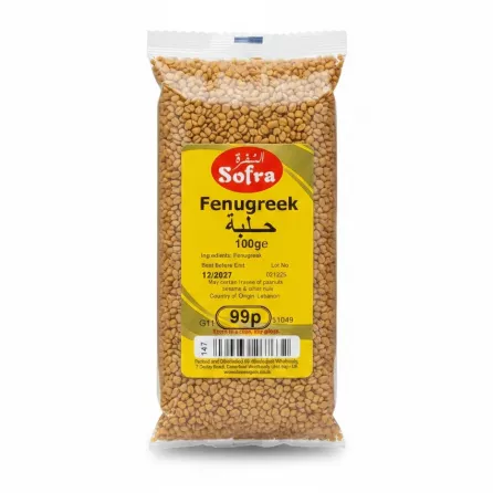 Sofra brand fenugreek seeds 100g clear packaging