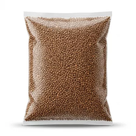 Enhanced Large 5kg clear bag of brown lentils on display