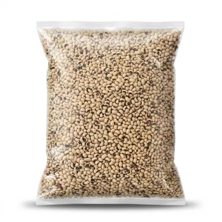 Enhanced Large 5kg bag of black eye beans in clear packaging