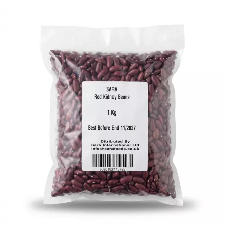 Enhanced SARA Red Kidney Beans 1kg clear plastic pack with label