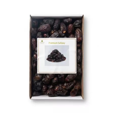 Enhanced Box of Madinah Dates Premium Safawy Dates with clear packaging