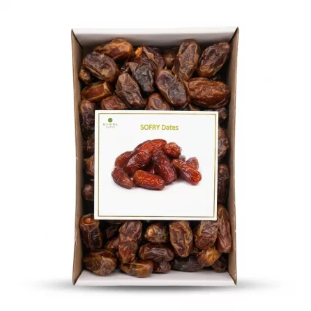 Enhanced Box of Madina SOFRY Dates with clear packaging showing whole dates