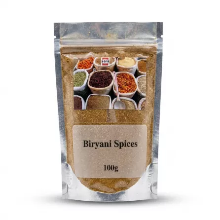 Enhanced Sara Biryani Spices 100g packet in hand