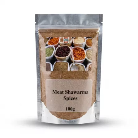 Enhanced 100g pack of Meat Shawarma Spices held in hand