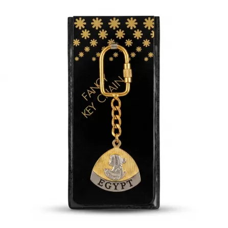 Enhanced Gold Egyptian themed fancy key chain in packaging
