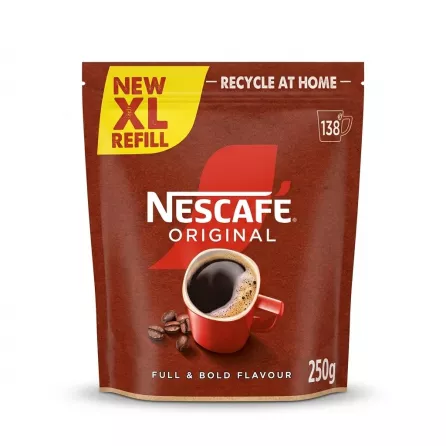 Enhanced Front of Nescafé Original XL Refill 250g pack with bold flavour coffee branding