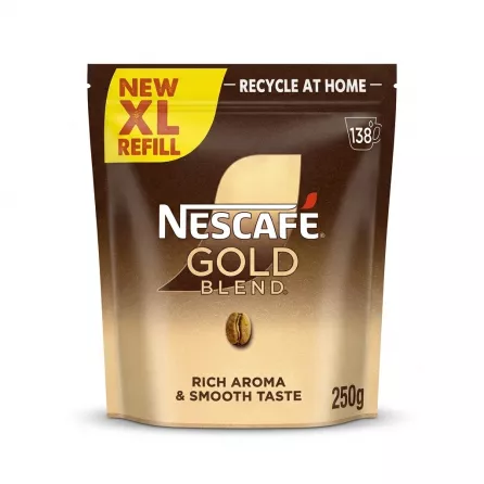 Enhanced Front view of Nescafé Gold Blend XL Refill 250g coffee pouch