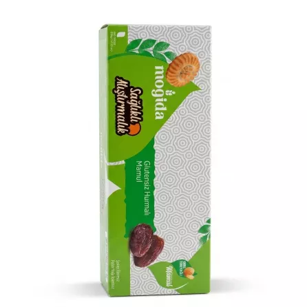 Enhanced Front of Mogida Gluten Free Date Maamoul box showing product name and date image