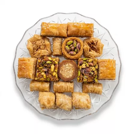 Enhanced Tray of Sweetland Baklava Assortment 400g featuring various nut-filled pastries
