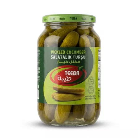 Enhanced Front view of Teeba Pickled Cucumber 1300g jar
