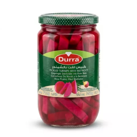 Enhanced Front label of Durra Pickled Turnips with Beetroot jar