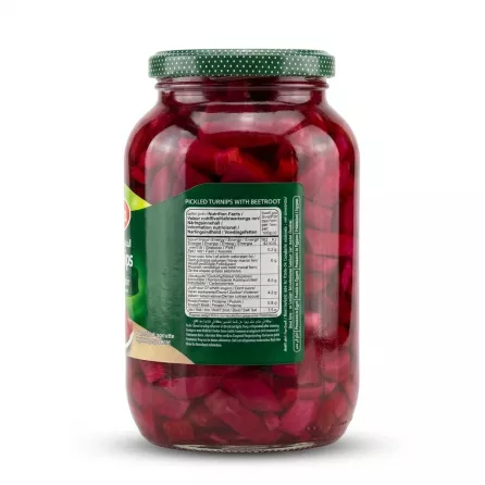 Enhanced Back label with nutrition facts for Durra Pickled Turnips with Beetroot