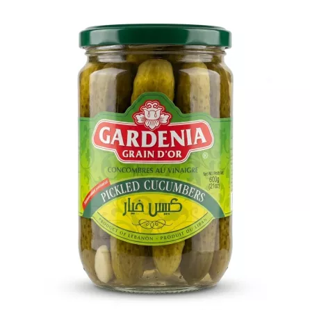 Enhanced Front label of Gardenia Grain D'Or Pickled Cucumbers jar 600g