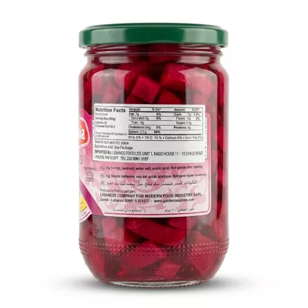 Enhanced Back of Gardenia Pickled Turnips jar showing nutrition facts