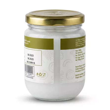 Enhanced Back label with Aytac import sticker on NaturFresh Organic Virgin Coconut Oil jar