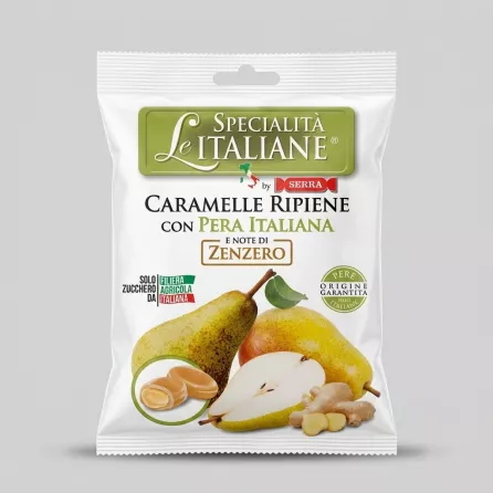 Enhanced Front packaging of Serra Italian pear and ginger filled candies