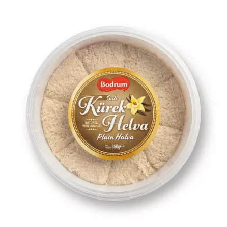 Enhanced Top view of Bodrum Plain Tahini Halva 350g in round tub