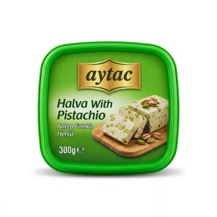 Enhanced Aytac Halva With Pistachio 300g container front view