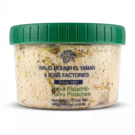 Enhanced Walid Halva Pistachio 400g tub front view