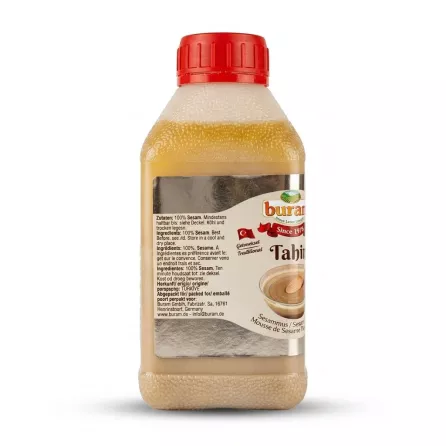 Enhanced Back side of Buram Tahin Sesame Paste 470g list of ingredients