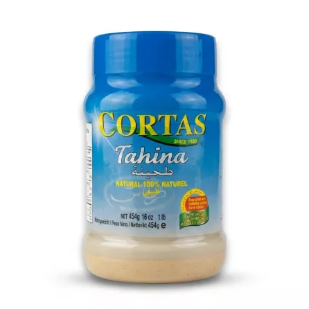 Enhanced Front view of Cortas Tahina Natural 454g jar