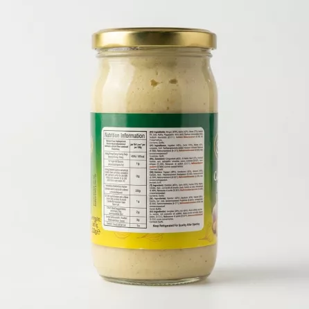 Enhanced Back label with ingredients and nutrition of Al Noor Garlic & Ginger Paste jar