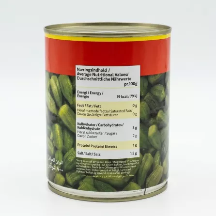 Enhanced Chtaura Green Okra nutrition information label
