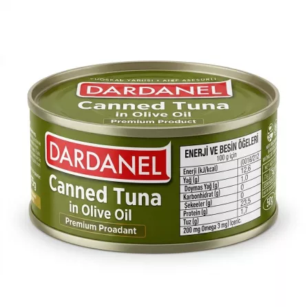 Enhanced Back label of Dardanel Tuna in Olive Oil with nutrition facts