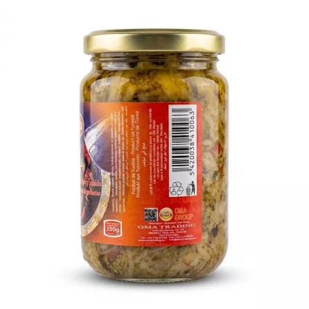 Enhanced Back label with product details and barcode on Delissia Halal Grilled Spicy Salad jar