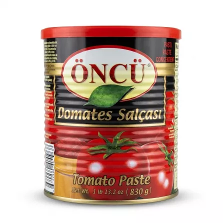 Enhanced Front of Öncü Tomato Paste 830g tin in store aisle
