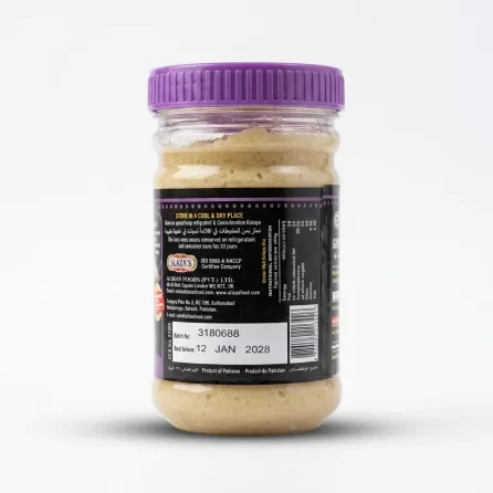 Enhanced Sapna Ginger Garlic Paste 330g jar back with expiry date