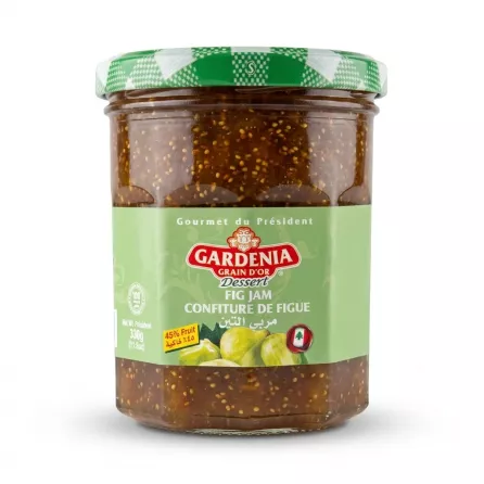 Enhanced Front label of Gardenia Fig Jam 330g jar showing brand and fig images